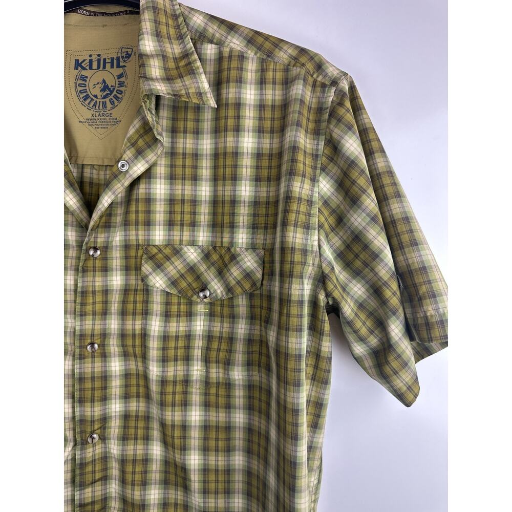 Kuhl Mountain Grown Outdoor Short Sleeve Green Plaid Pearl Snap Shirt Men's XL - Picture 3 of 9